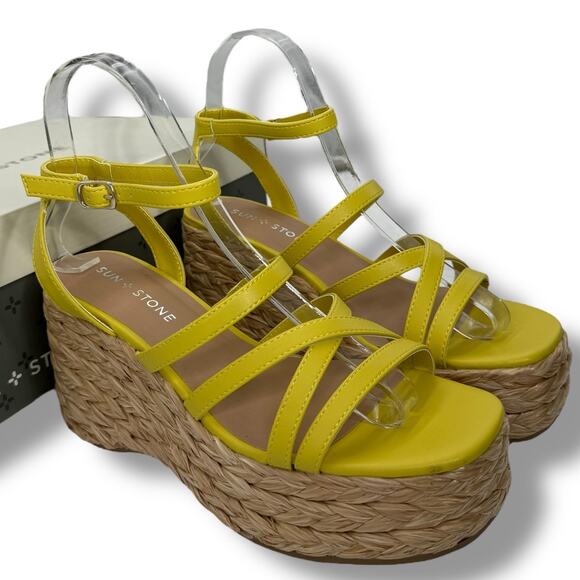 NEW Sun + Stone Boho Platform Espadrilles Size 10 Summer Party Wedge Sandals - Picture 1 of 10